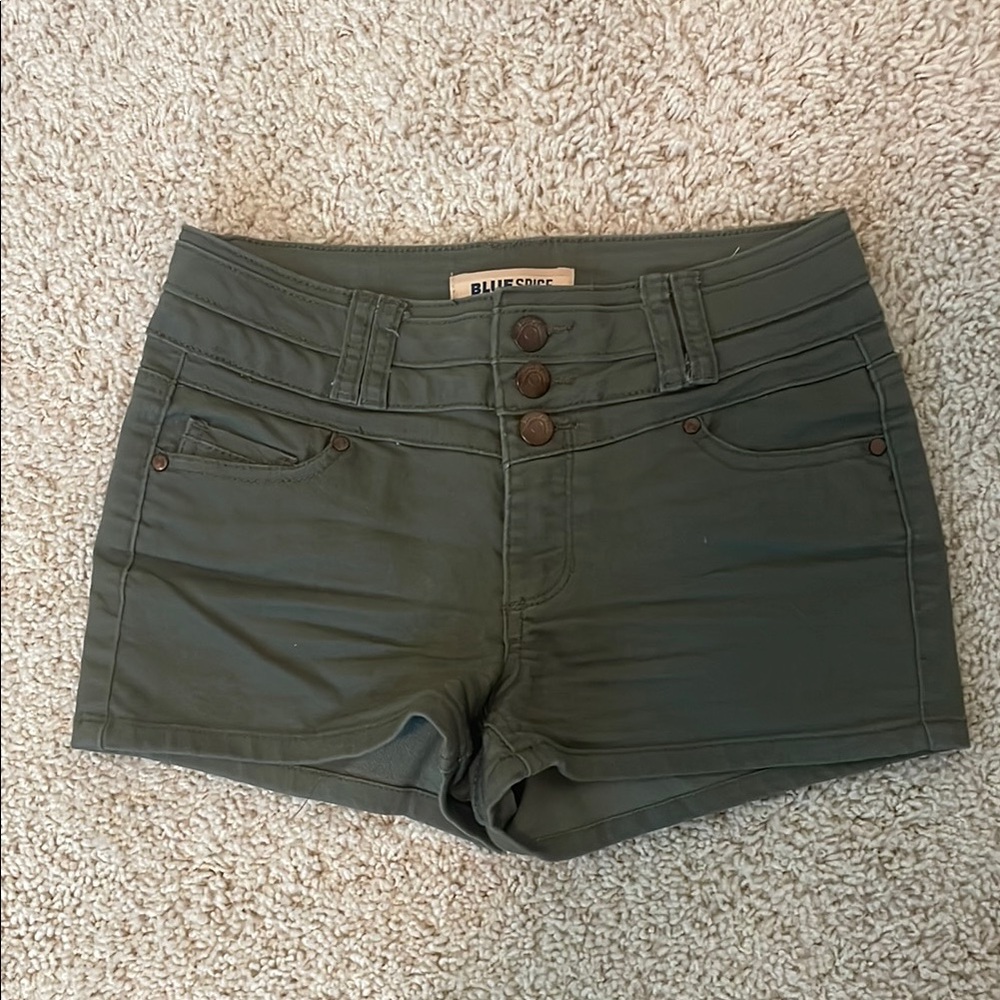 Blue Spice Green High Waist Shorts